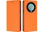 Custodia In Pelle Per Honor X9A/Magic5 Lite, Custodia Flip Magnetica In Finto Cuoio Con Supporto Arancione