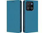 Custodia In Pelle Per Itel A05S, Custodia Magnetica In Finto Cuoio Flip Con Supporto Lake Blu