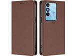 Custodia In Pelle Per Itel P38, Flip Case Magnetico In Finto Cuoio Con Supporto Brown