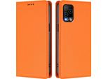 Custodia Per Telefono Cellulare Per Blu View 5 Pro, Custodia Magnetica Antiurto In Finto Cuoio Flip Cover Con Supporto Arancione