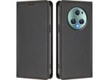 Custodia Per Telefono Cellulare Per Honor Magic5 Pro, Flip Cover In Finto Cuoio Antiurto Magnetica Con Supporto Nero