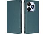 Custodia Per Cellulare Per Itel P55 4G, Flip Cover In Finto Cuoio Antiurto Magnetica Con Supporto Verde