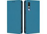 Custodia Per Telefono Cellulare Per Huawei P20 Pro, Flip Cover In Finto Cuoio Antiurto Magnetica Con Supporto Blu