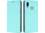 Custodia Per Huawei P20 Lite, Flip Cover In Finto Cuoio Antiurto Magnetica Con Supporto Turchese