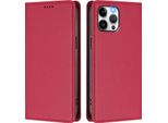 Custodia In Pelle Per Iphone 12 Pro Max, Custodia Magnetica In Finto Cuoio Flip Con Supporto Rosso
