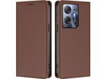 Custodia In Pelle Per Infinix Hot 30 5G, Custodia Flip Magnetica In Finto Cuoio Con Supporto Marrone