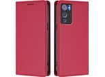 Custodia In Pelle Per Doogee N60 Pro, Custodia Magnetica In Finto Cuoio Con Supporto Rosso