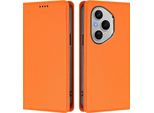 Custodia In Pelle Per Honor 400 Pro, Flip Case Magnetico In Finto Cuoio Con Supporto Arancione