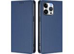 Custodia In Pelle Per Iphone 14 Pro Max, Flip Case Magnetico In Finto Cuoio Con Supporto Blu Scuro