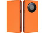 Custodia In Pelle Per Honor X9D/Magic8 Lite, Custodia Flip Magnetica In Finto Cuoio Con Supporto Arancione