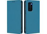 Custodia In Pelle Per Huawei P40, Flip Case Magnetico In Finto Cuoio Con Supporto Lake Blu