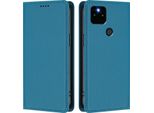 Custodia Per Google Pixel 5A 5G, Flip Cover In Finto Cuoio Antiurto Magnetica Con Supporto Blu