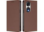 Custodia In Pelle Per Honor 90, Flip Case Magnetico In Finto Cuoio Con Supporto Brown