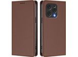 Custodia In Pelle Per Doogee N55 Plus, Custodia Magnetica In Finto Cuoio Con Supporto Marrone