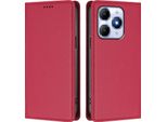 Custodia In Pelle Per Itel A90, Custodia Magnetica In Finto Cuoio Con Supporto Rosso