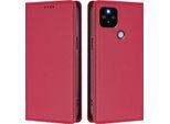 Custodia Per Google Pixel 5 Xl/Pixel 4A 5G, Flip Cover In Finto Cuoio Antiurto Magnetica Con Supporto Rosso