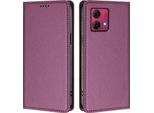 Custodia In Pelle Per Motorola Moto G84, Custodia Flip Magnetica In Finto Cuoio Con Supporto Viola