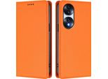 Custodia In Pelle Per Honor 70, Custodia Flip Magnetica In Finto Cuoio Con Supporto Arancione