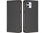 Custodia In Pelle Per Iphone 12/Iphone 12 Pro, Custodia Flip Magnetica In Finto Cuoio Con Supporto Nero