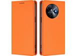Custodia Per Telefono Cellulare Per Itel S24, Flip Cover In Finto Cuoio Antiurto Custodia Magnetica Con Supporto Arancione