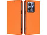 Custodia In Pelle Per Infinix Hot 30 5G, Custodia Flip Magnetica In Finto Cuoio Con Supporto Arancione