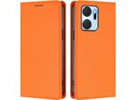 Custodia Per Telefono Cellulare Per Honor X7A, Flip Cover In Finto Cuoio Antiurto Magnetica Con Supporto Arancione