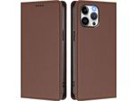 Custodia Per Iphone 13 Pro Max, Flip Cover In Finto Cuoio Antiurto Magnetica Con Supporto Marrone