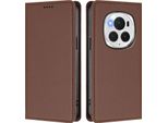 Custodia In Pelle Per Honor Magic6 Pro, Custodia Magnetica In Finto Cuoio Con Supporto Marrone