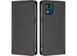 Custodia Per Motorola Moto E13, Flip Cover In Finto Cuoio Antiurto Magnetica Con Supporto Nero