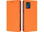 Custodia In Pelle Per Motorola Moto E13, Custodia Flip Magnetica In Finto Cuoio Con Supporto Arancione