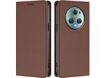 Custodia Per Telefono Cellulare Per Honor Magic5 Pro, Flip Cover In Finto Cuoio Antiurto Magnetica Con Supporto Marrone