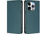Custodia Per Iphone 14 Pro, Flip Cover In Finto Cuoio Antiurto E Magnetica Con Supporto Verde