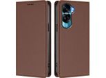 Custodia Per Cellulare Per Honor 90 Lite, Flip Cover In Finto Cuoio Antiurto Magnetica Con Supporto Marrone