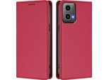 Custodia Per Motorola Moto G34 / Moto G45, Flip Cover In Finto Cuoio Antiurto Magnetica Con Supporto Rosso