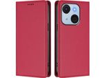 Custodia Per Telefono Cellulare Per Itel A50C, Custodia Magnetica Antiurto Flip Cover In Finto Cuoio Con Supporto Rosso