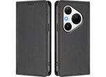 Custodia Per Huawei Pura 80 Pro/Pura 80 Pro+, Flip Cover In Finto Cuoio Antiurto Magnetica Con Supporto Nero