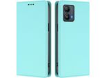Custodia Per Cellulare Per Motorola Moto G53, Flip Cover In Finto Cuoio Antiurto Magnetica Con Supporto Turchese