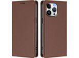 Custodia Per Iphone 15 Pro Max, Flip Cover In Finto Cuoio Antiurto Magnetica Con Supporto Marrone