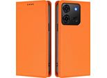Custodia Per Cellulare Per Infinix Smart 7 Hd/Smart 7 Plus,Poliuretanoleather Flip Cover Custodia Magnetica Antiurto Con Supporto Arancione