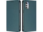 Custodia Per Cellulare Per Motorola Moto E32, Flip Cover In Finto Cuoio Antiurto Magnetica Con Supporto Verde