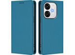 Custodia In Pelle Per Itel A80, Custodia Flip Magnetica In Finto Cuoio Con Supporto Lake Blu