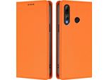 Custodia Per Cellulare Per Honor 20 Lite/Honor 10I, Flip Cover In Finto Cuoio Antiurto Magnetica Con Supporto Arancione