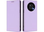 Custodia In Pelle Per Honor X9 4G/Honor X9 5G, Flip Case Magnetico In Finto Cuoio Con Supporto Viola Chiaro