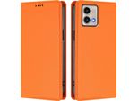 Custodia Per Motorola Moto G Stylus 5G 2023, Custodia Magnetica Antiurto In Finto Cuoio Flip Cover Con Supporto Arancione