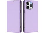 Custodia In Pelle Per Iphone 15 Pro Max, Custodia Magnetica In Finto Cuoio Flip Con Supporto Viola Chiaro