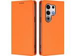 Custodia In Pelle Per Itel S25 Ultra, Custodia Flip Magnetica In Finto Cuoio Con Supporto Arancione