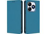 Custodia In Pelle Per Itel P55 4G, Custodia Flip Magnetica In Finto Cuoio Con Supporto Lake Blu