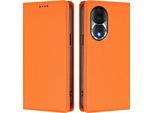 Custodia In Pelle Per Honor 80, Custodia Flip Magnetica In Finto Cuoio Con Supporto Arancione