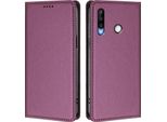 Custodia Per Huawei P30 Lite, Flip Cover In Finto Cuoio Antiurto Magnetica Con Supporto Viola