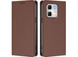 Custodia In Pelle Per Infinix Hot 50I /Smart 9 /Smart 9 Hd, Custodia Magnetica In Finto Cuoio Con Supporto Marrone